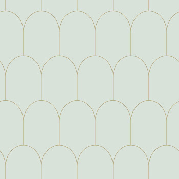 Menthol non-woven wallpaper, geometric arch pattern 139202, Art Deco, Esta