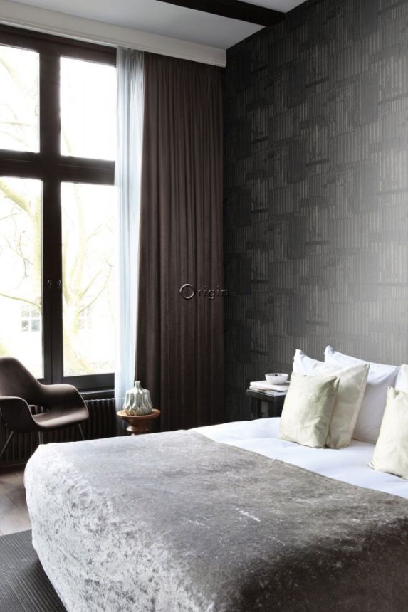 Black metallic non-woven wallpaper design corrugated sheet 347617, Matières - Metal, Origin