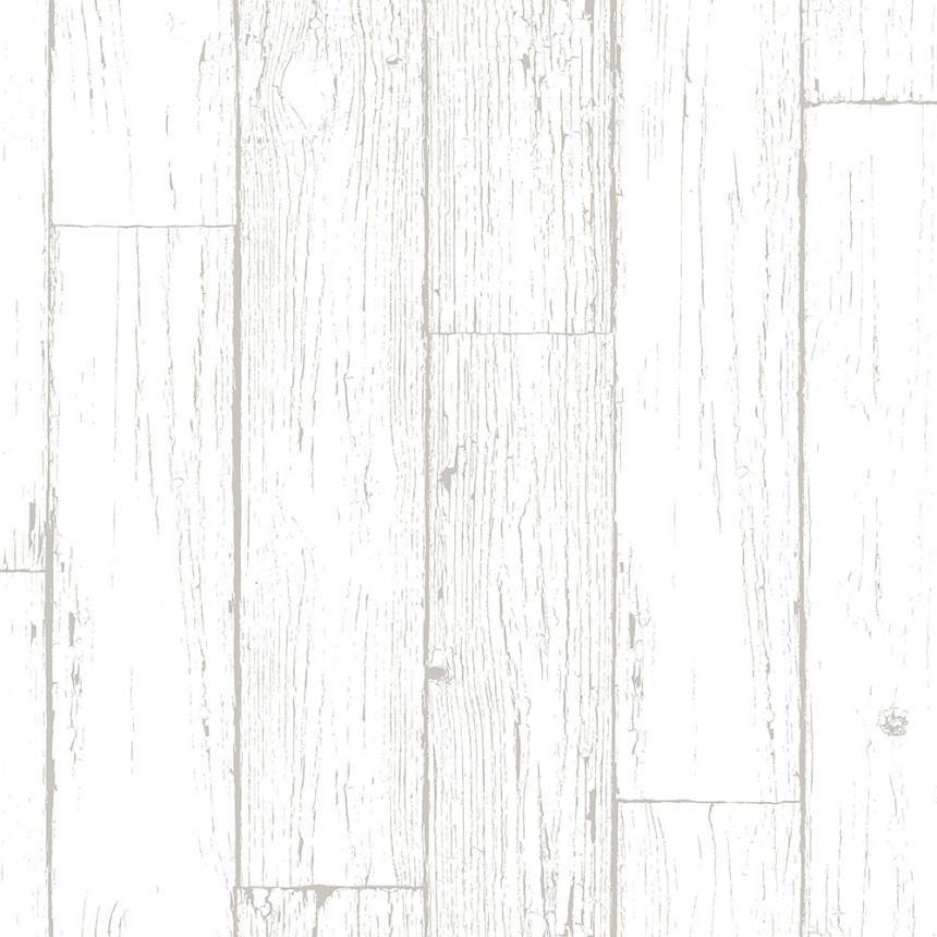 Metallic gray-silver non-woven wallpaper, imitation wood, boards 347551, Matières - Wood, Origin