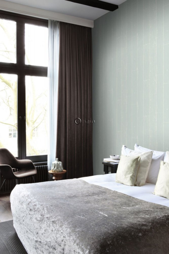 Gray-blue non-woven wallpaper, imitation wood, boards 347540, Matières - Wood, Origin