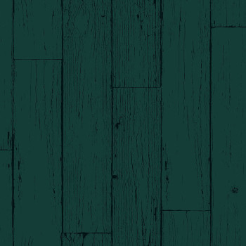 Green-black non-woven wallpaper imitation wood, boards 347536, Matières - Wood, Origin