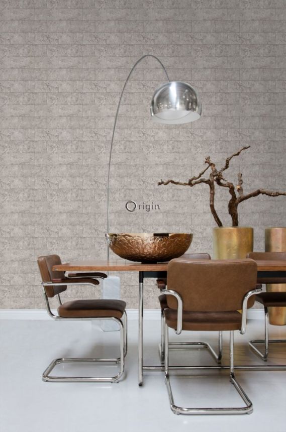 Non-woven wallpaper, imitation of gray stone cladding 347581, Matières - Stone, Origin