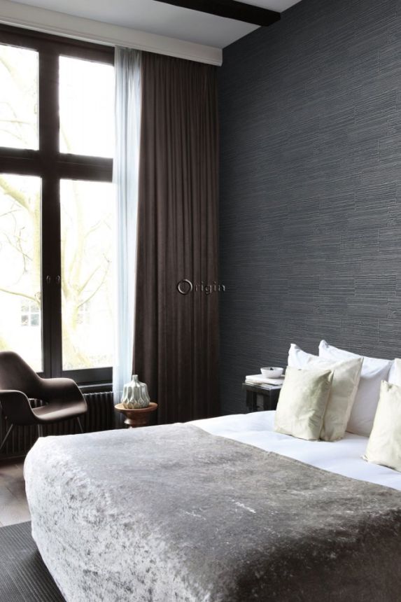 Non-woven wallpaper, imitation of black and silver stone cladding 347572, Matières - Stone, Origin