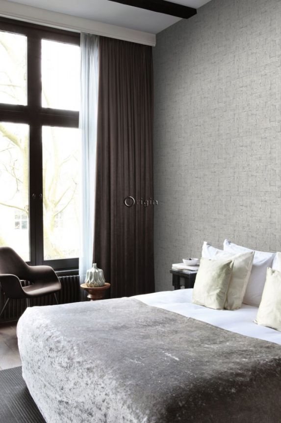 Non-woven wallpaper gray, imitation of stone cladding 347570, Matières - Stone, Origin