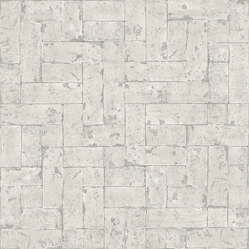 Non-woven wallpaper gray, imitation of stone cladding 347569, Matières - Stone, Origin