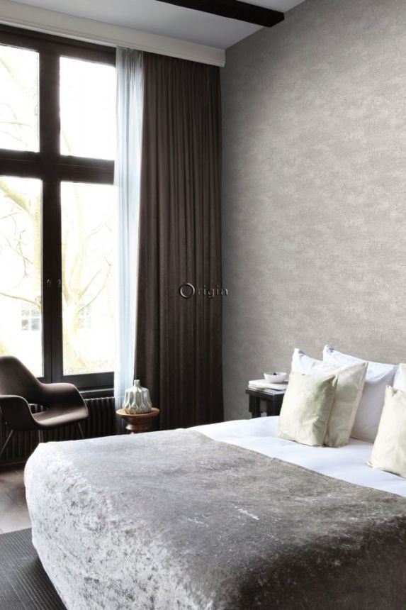 Non-woven wallpaper gray with an effect of cracks 347565, Matières - Stone, Origin