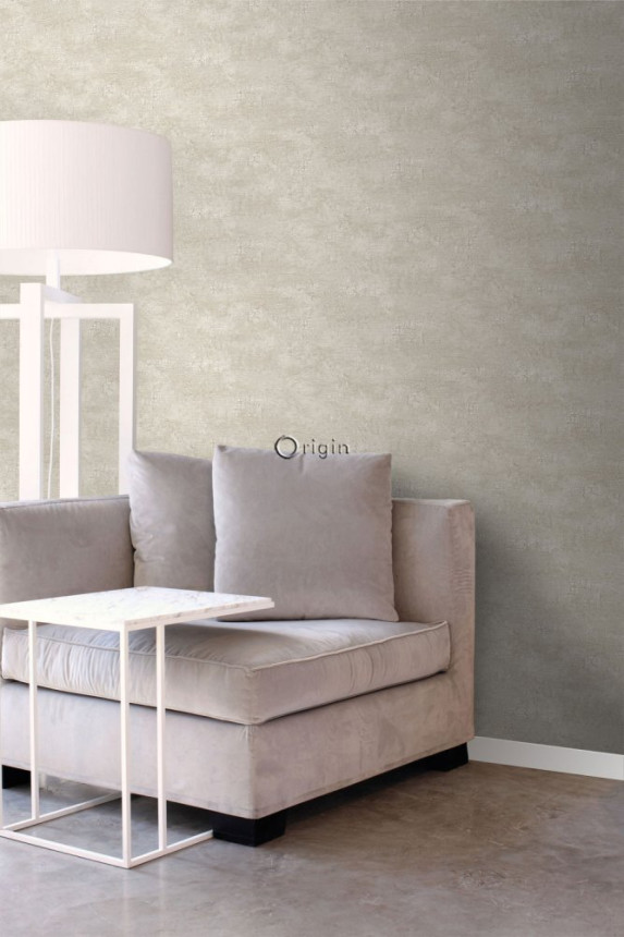 Gray-bege non-woven wallpaper with a cracs effect 347563, Matières - Stone, Origin