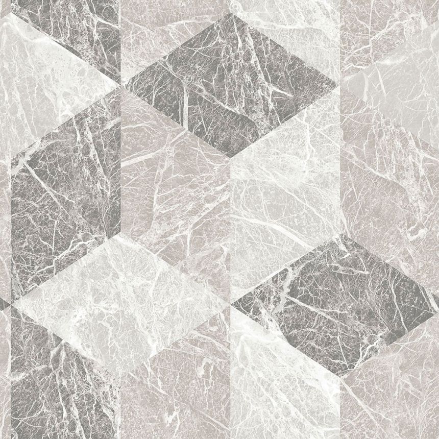 Non-woven wallpaper, imitation of gray-beige marble 3D tiling 347317, Matières - Stone, Origin