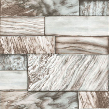 Non-woven wallpaper, imitation of gray-beige stone cladding 337255, Matières - Stone, Origin