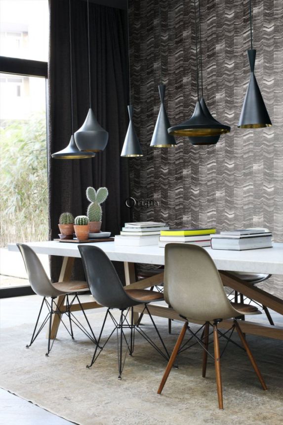 Non-woven wallpaper, gray-black marble tile pattern 337250, Matières - Stone, Origin