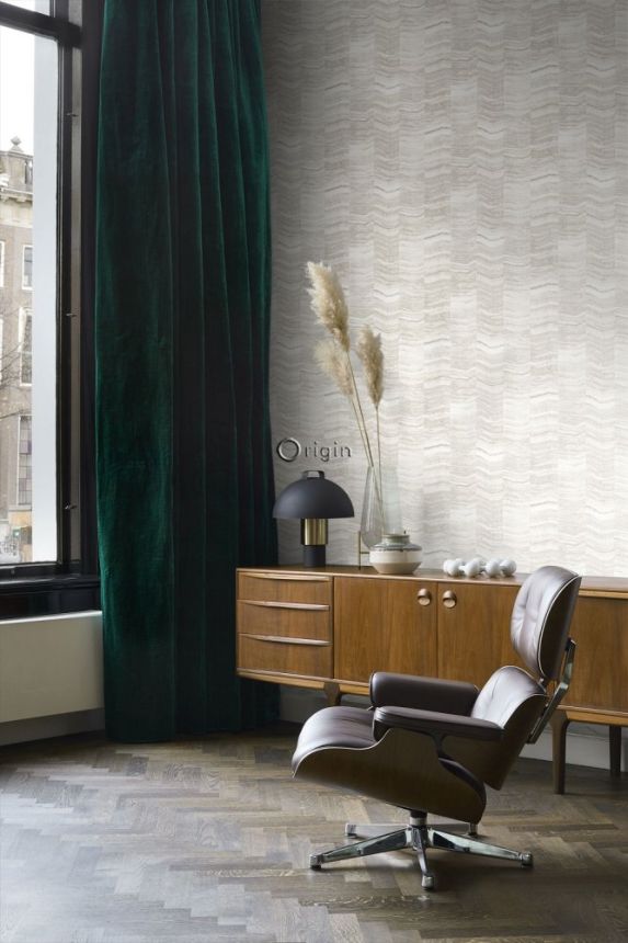 Gray-beige non-woven wallpaper, marble tile pattern 337245, Matières - Stone, Origin