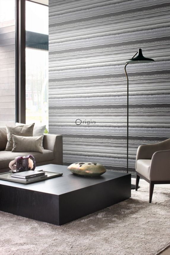 Gray-black marbled non-woven wallpaper 337238, Matières - Stone, Origin