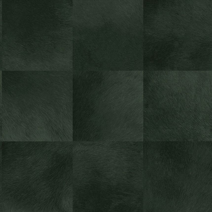 Dark green non-woven wallpaper, square pattern of imitation fur 347799, Luxury Skins, Origin