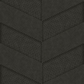 Black non-woven wallpaper, parquet leather pattern  347795, Luxury Skins, Origin