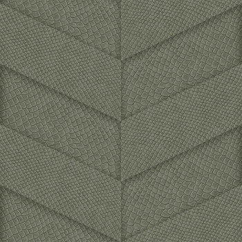 Green non-woven wallpaper, parquet leather pattern 347792, Luxury Skins, Origin