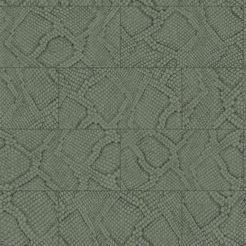 Green non-woven wallpaper, snakeskin pattern 347787, Luxury Skins, Origin