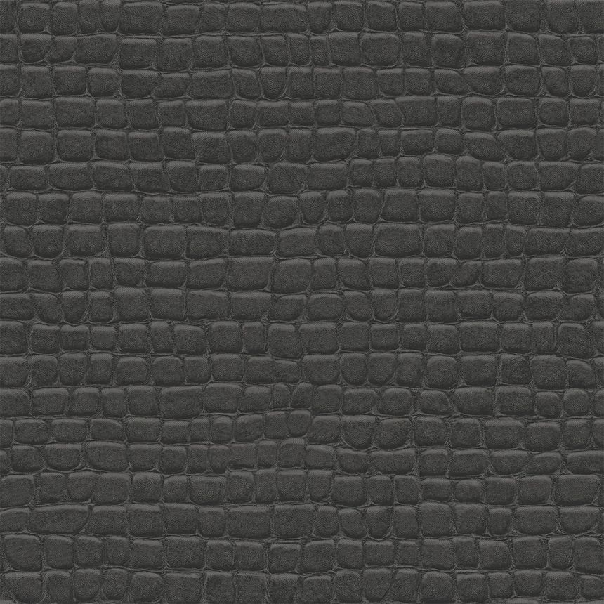 Non-woven black wallpaper, imitation crocodile skin 347783, Luxury Skins, Origin