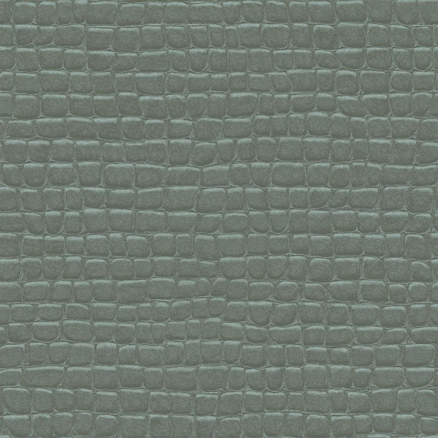 Gray-green non-woven wallpaper, imitation crocodile skin 347778, Luxury Skins, Origin