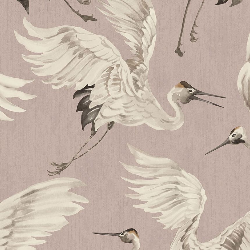 Non-woven wallpaper, birds in flight, lilac background 317352, Oasis, Eijffinger