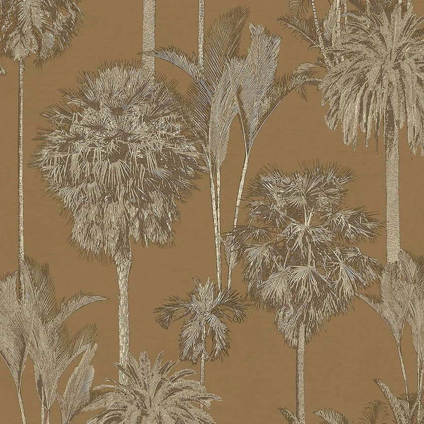 Ocher non-woven wallpaper Palm trees, oasis 317321, Oasis, Eijffinger