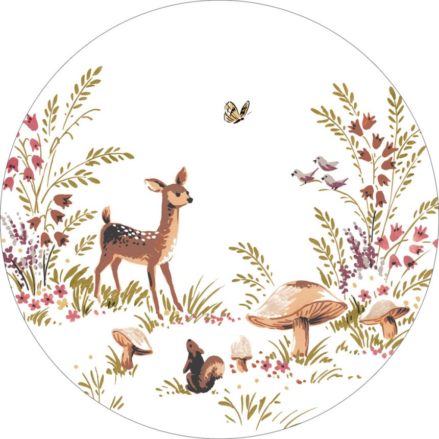 Self-adhesive round animal wall mural 159074, diameter 70 cm, Forest Friends, Esta