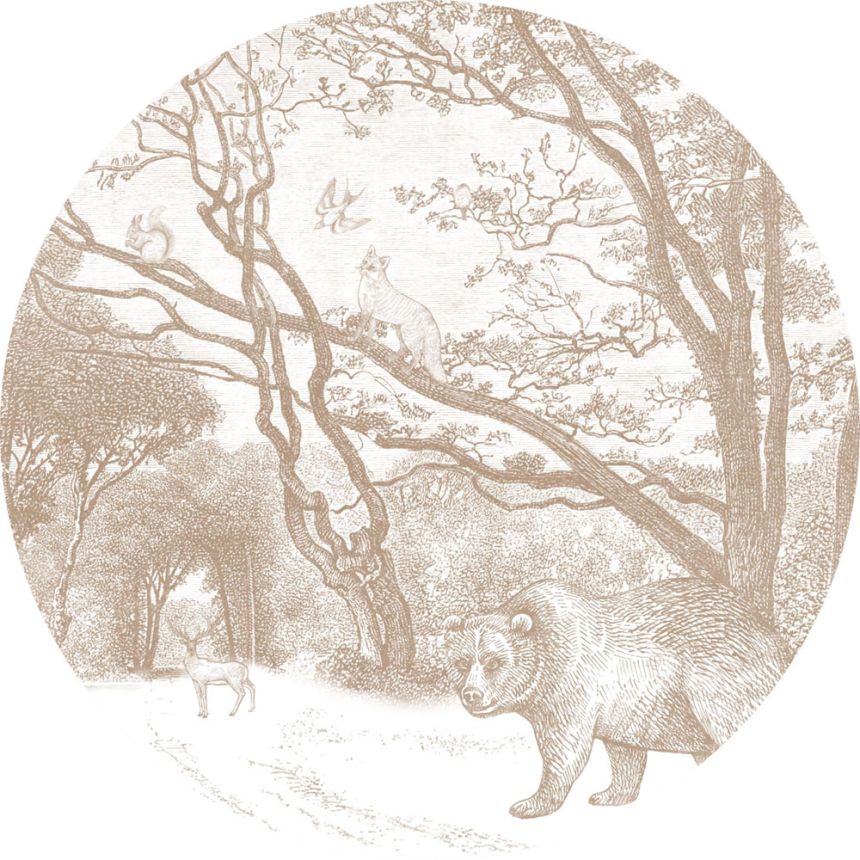 Self-adhesive round animal wall mural 159072, diameter 70 cm, Forest Friends, Esta