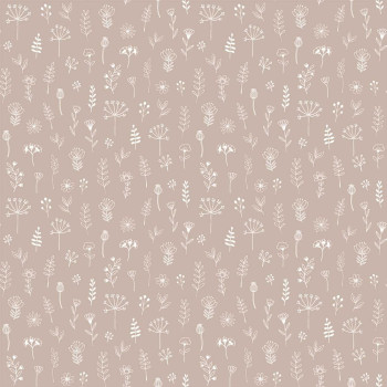 Old pink non-woven wallpaper, plants, flowers 139280, Forest Friends, Esta