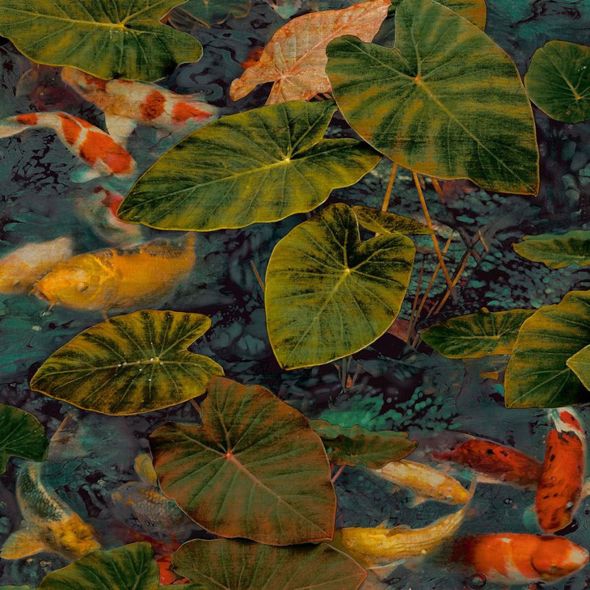 Non-woven wallpaper, fish among water lilies WL2402, Wanderlust, Grandeco