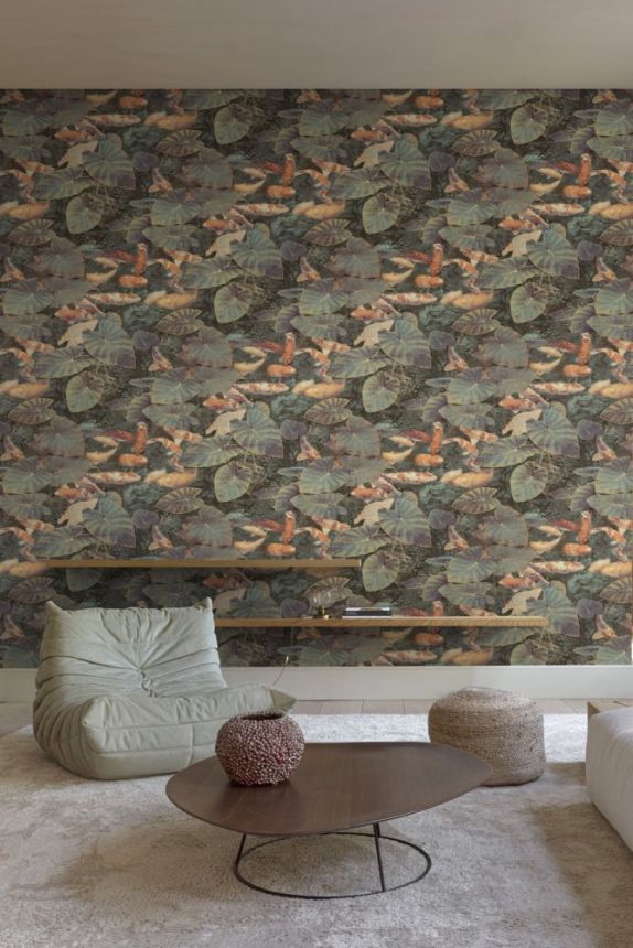 Non-woven wallpaper, fish among water lilies WL2402, Wanderlust, Grandeco