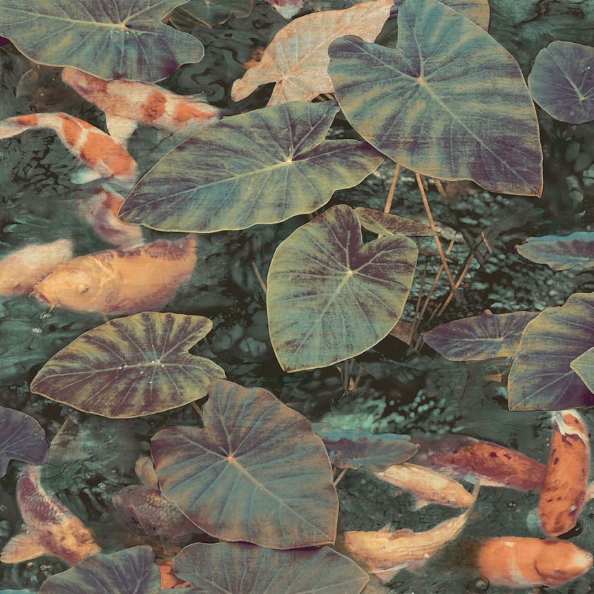 Non-woven wallpaper, fish among water lilies WL2401, Wanderlust, Grandeco