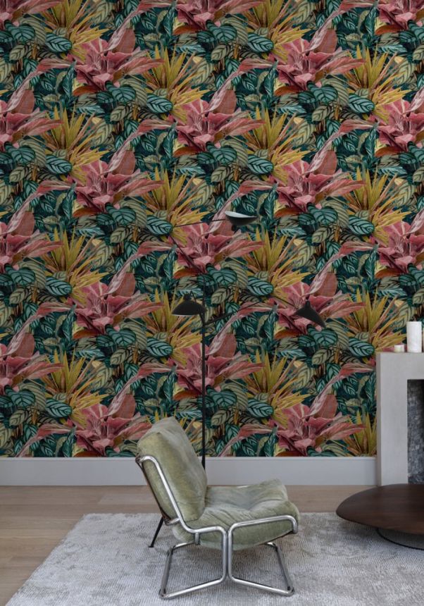 Non-woven tropical leaves wallpaper WL2003, Wanderlust, Grandeco