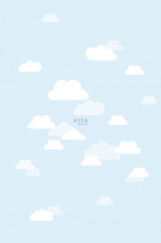 Non-woven blue children's wall mural with white clouds 158842, 1,86 x 2,79 m, Little Bandits, Esta