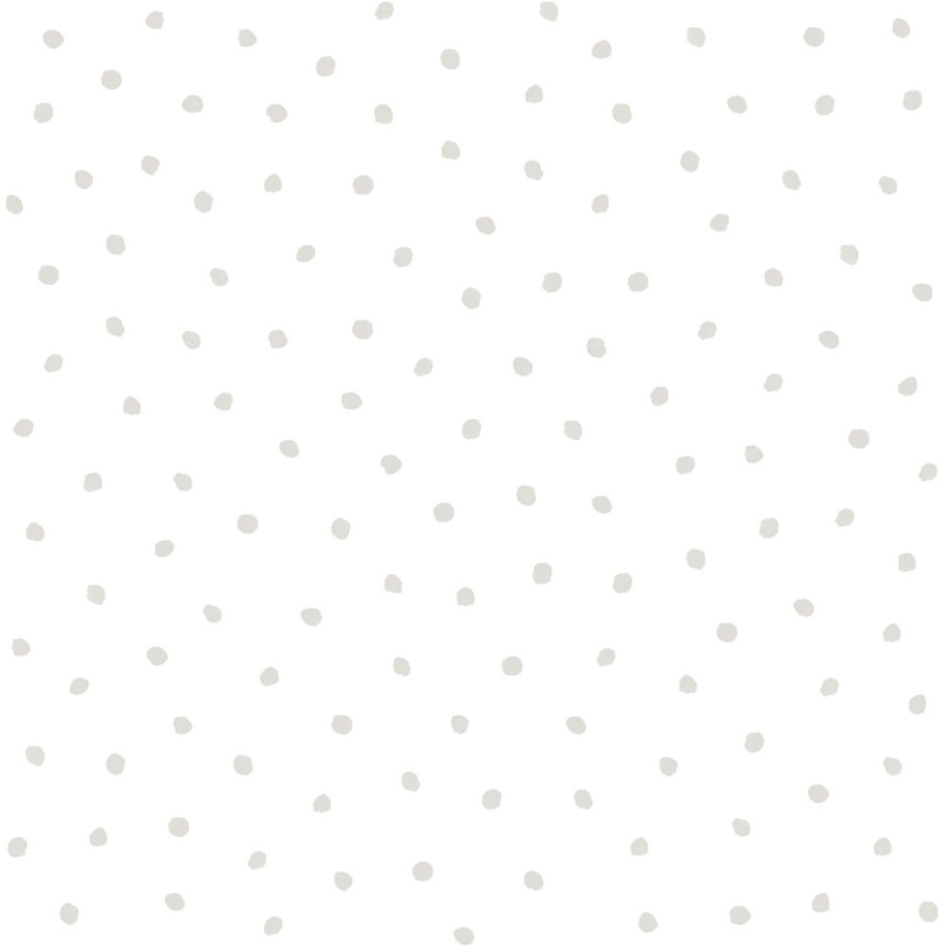 Non-woven white wallpaper with gray polka dots 138935, Little Bandits, Esta