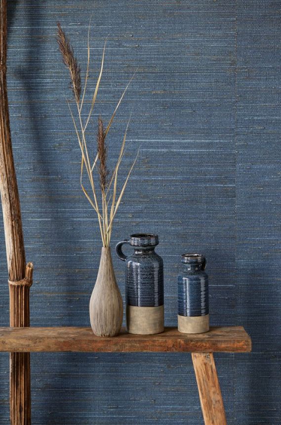 Blue natural wallpaper Grasscloth 303533, Natural Wallcoverings III, Eijffinger