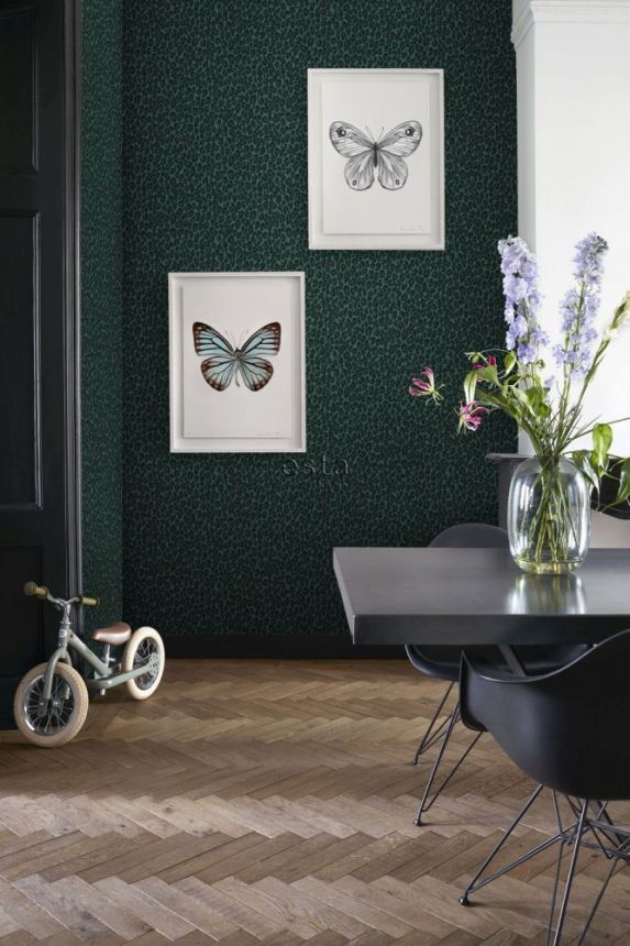 Non-woven green wallpaper - imitation leopard skin 139153, Paradise, Esta Home