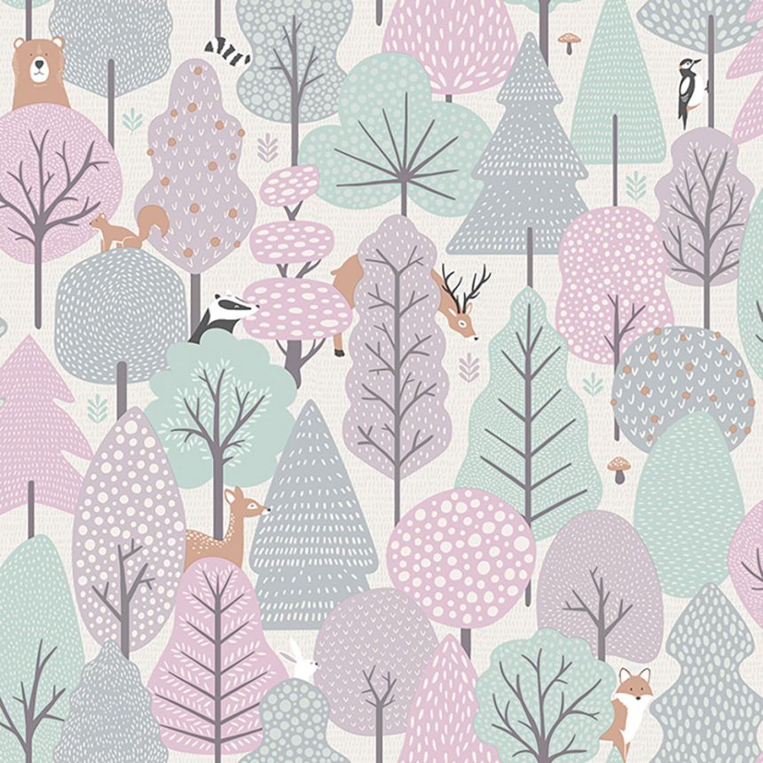 Non-woven children's wallpaper - animals in the forest M51603, My Kingdom, Ugépa