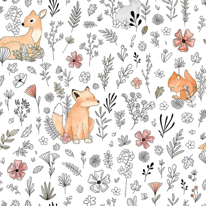 Non-woven children's wallpaper - flowers, plants, animals M51805, My Kingdom, Ugépa