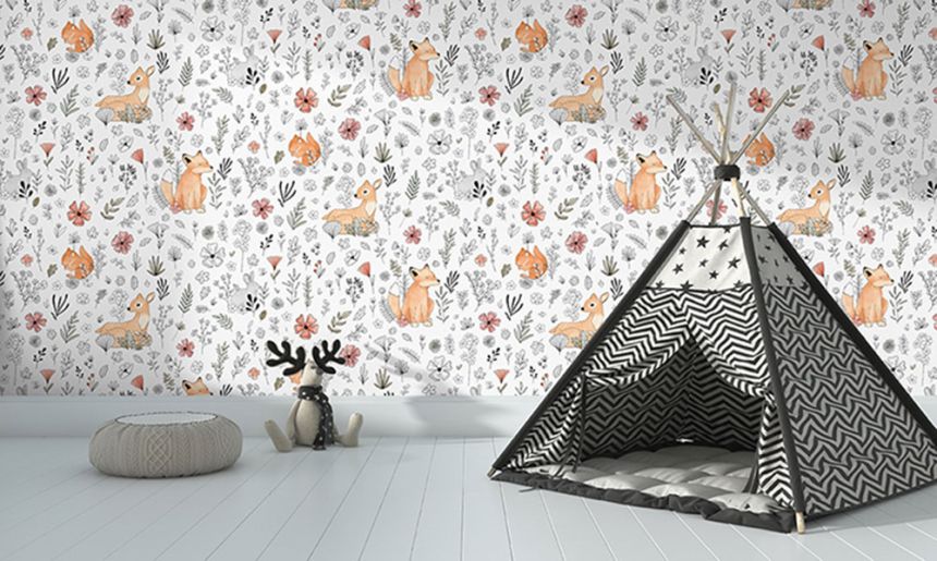 Non-woven children's wallpaper - flowers, plants, animals M51805, My Kingdom, Ugépa