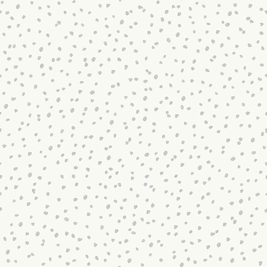 Non-woven children's white wallpaper with gray spots L99309, My Kingdom, Ugépa