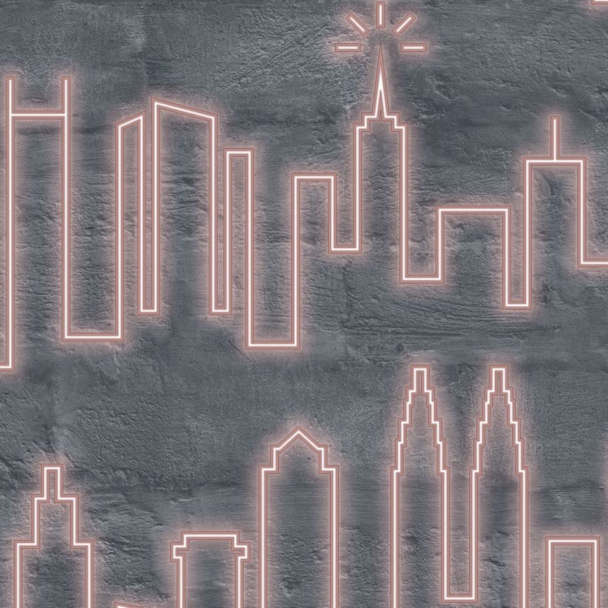 Non-woven neon wallpaper - New York - M53103, Loft, Ugépa