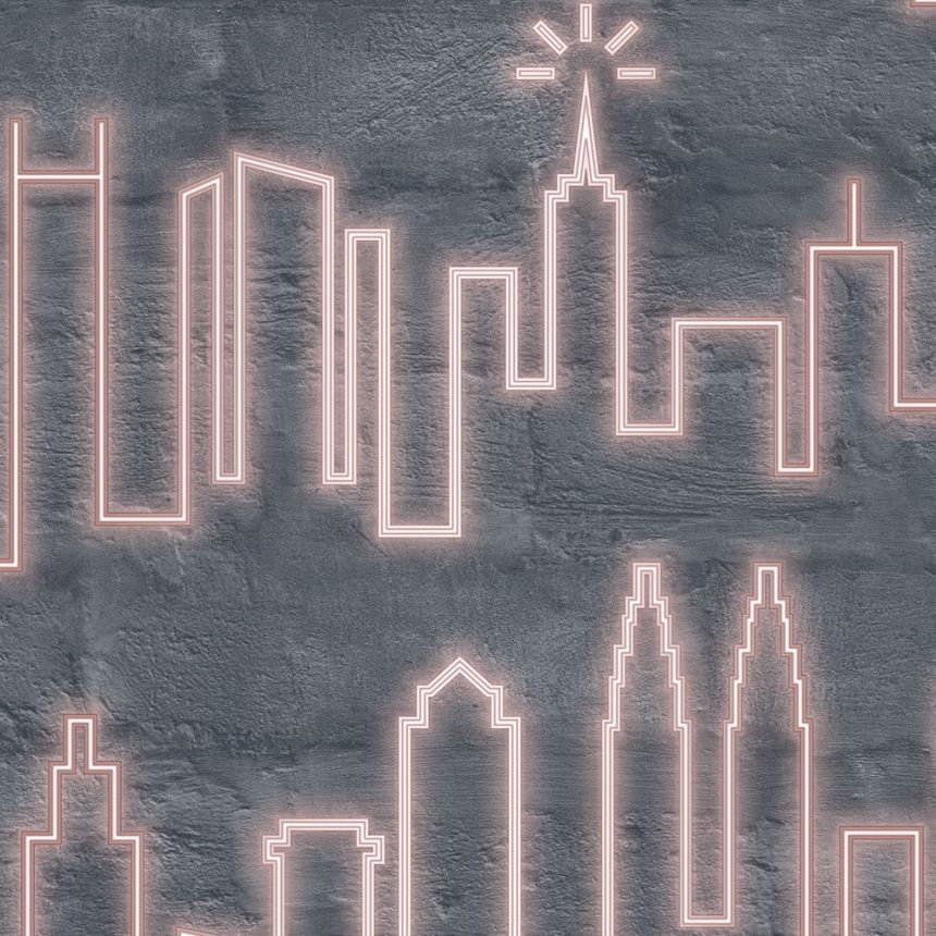 Non-woven neon wallpaper - New York - M53103, Loft, Ugépa