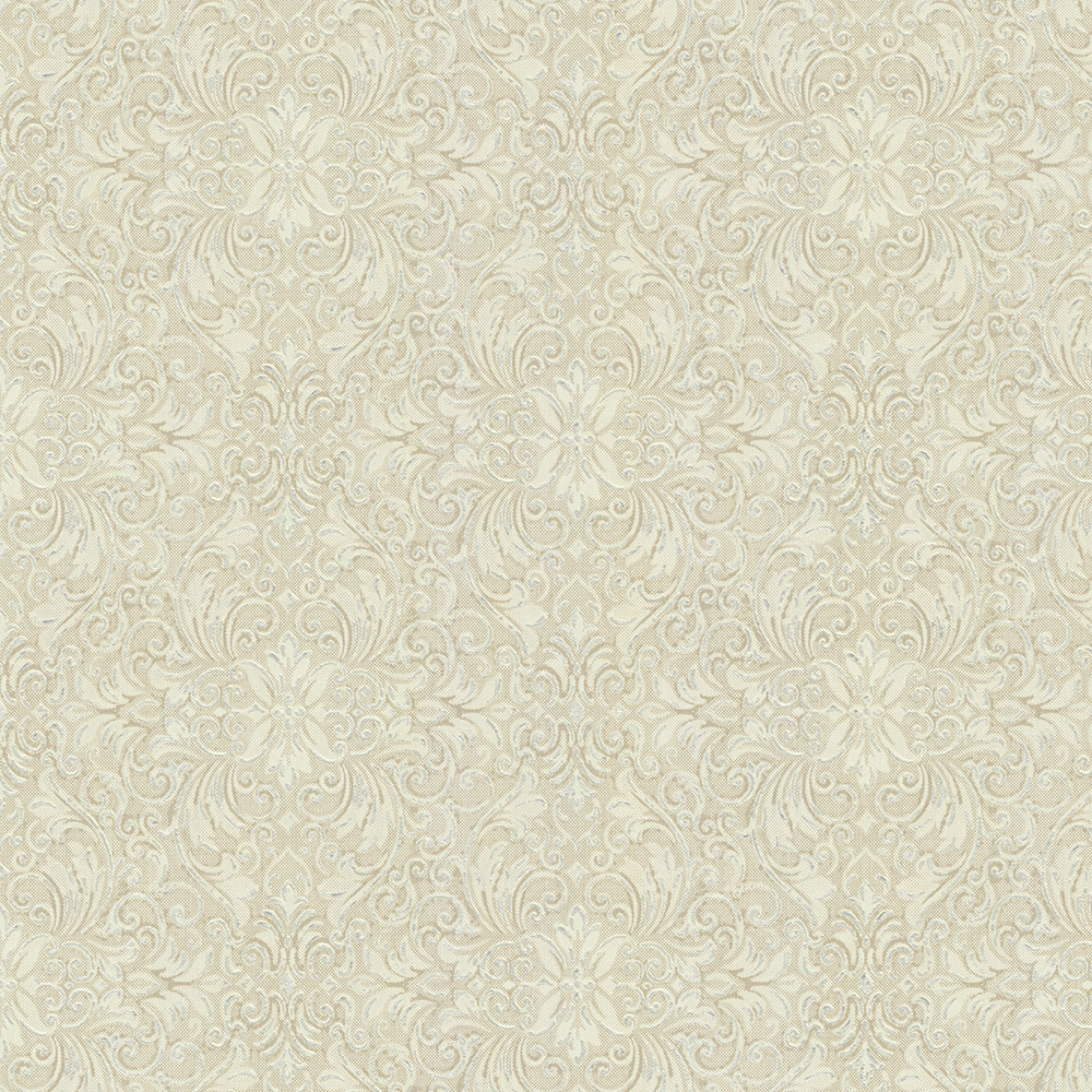 Luxury beige wallpaper with silver floral ornament 73006, Ambrosia ...