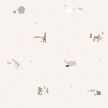 Pink children's wallpaper with animals 7004-3, Noa, ICH Wallcoverings