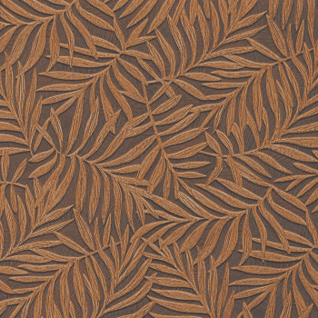 Brown non-woven wallpaper with leaves 31811, Textilia, Limonta