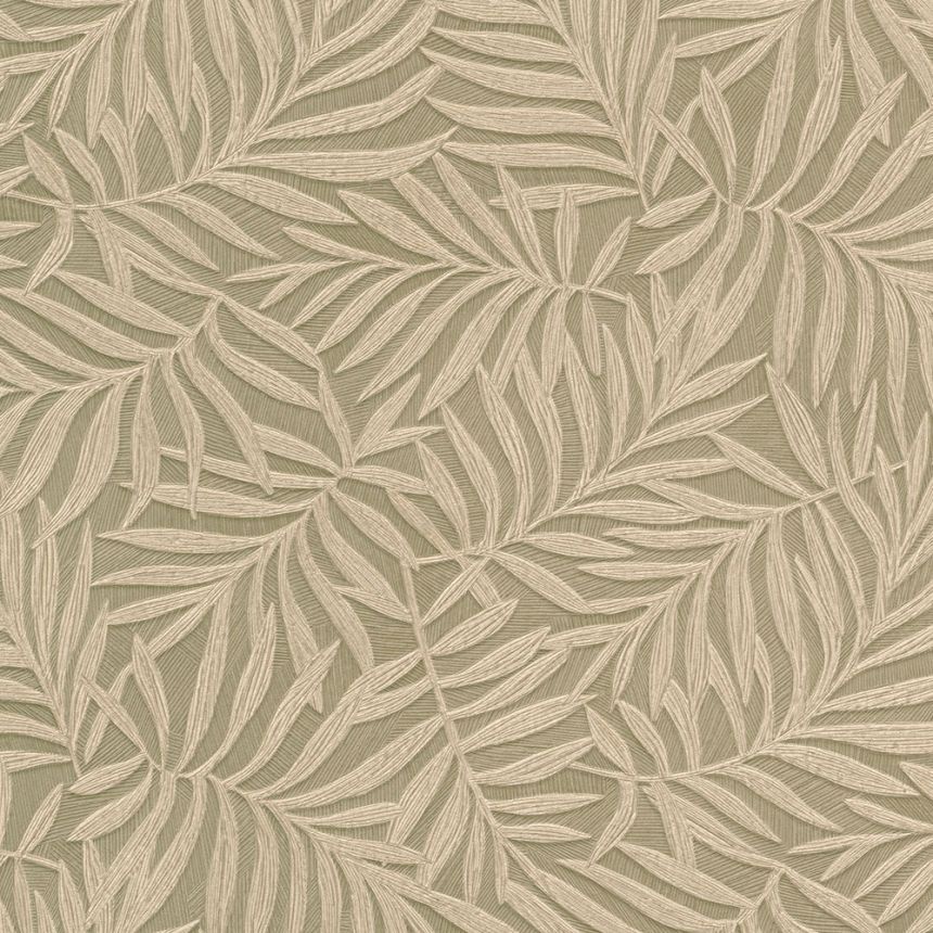 Brown non-woven wallpaper with leaves 31805, Textilia, Limonta