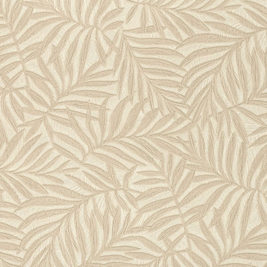 Beige non-woven wallpaper with leaves 31804, Textilia, Limonta