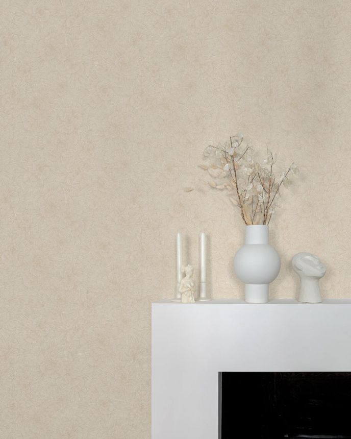 Brown non-woven wallpaper with flowers 32008, Textilia, Limonta