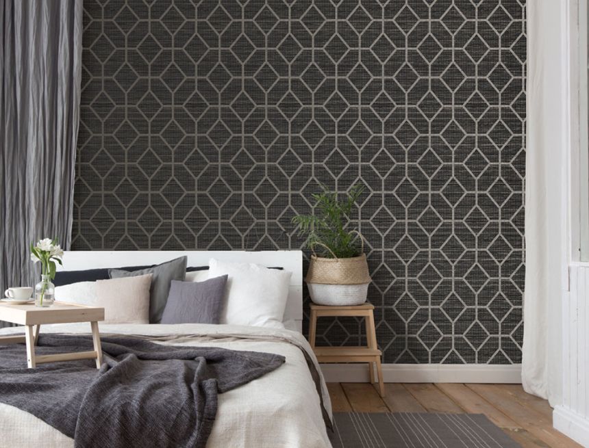 Luxury dark gray geometric pattern wallpaper 115714, Opulence, Graham & Brown