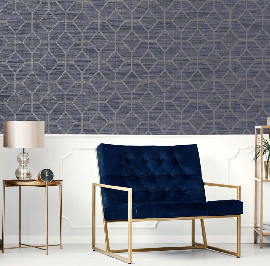 Luxury dark blue geometric pattern wallpaper 115713, Opulence, Graham & Brown