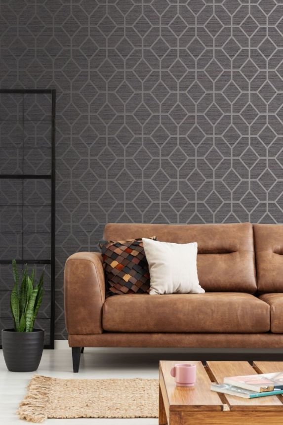 Luxury dark gray geometric pattern wallpaper 112661, Opulence, Graham & Brown